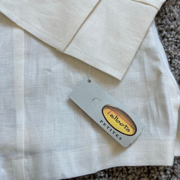 NEW Talbots 100% Irish Linen button front collared shirt 3/4 sleeve - Picture 4 of 7